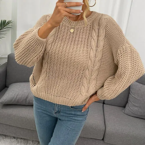 Round Neck Dropped Shoulder Sweater