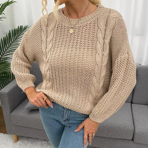 Round Neck Dropped Shoulder Sweater