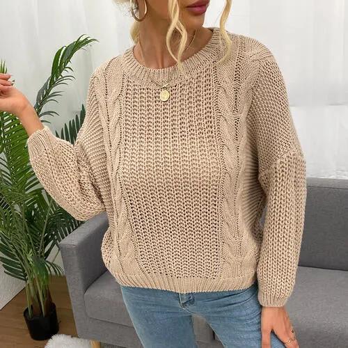 Round Neck Dropped Shoulder Sweater