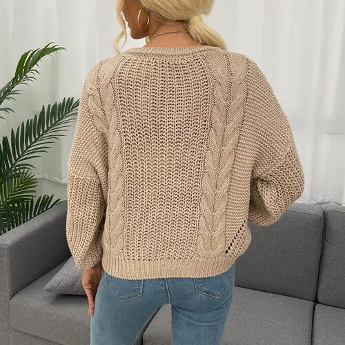 Round Neck Dropped Shoulder Sweater