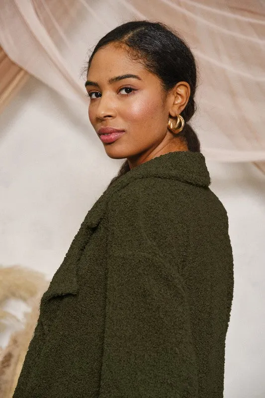 Ruby Shearling Oversized Coat - Green