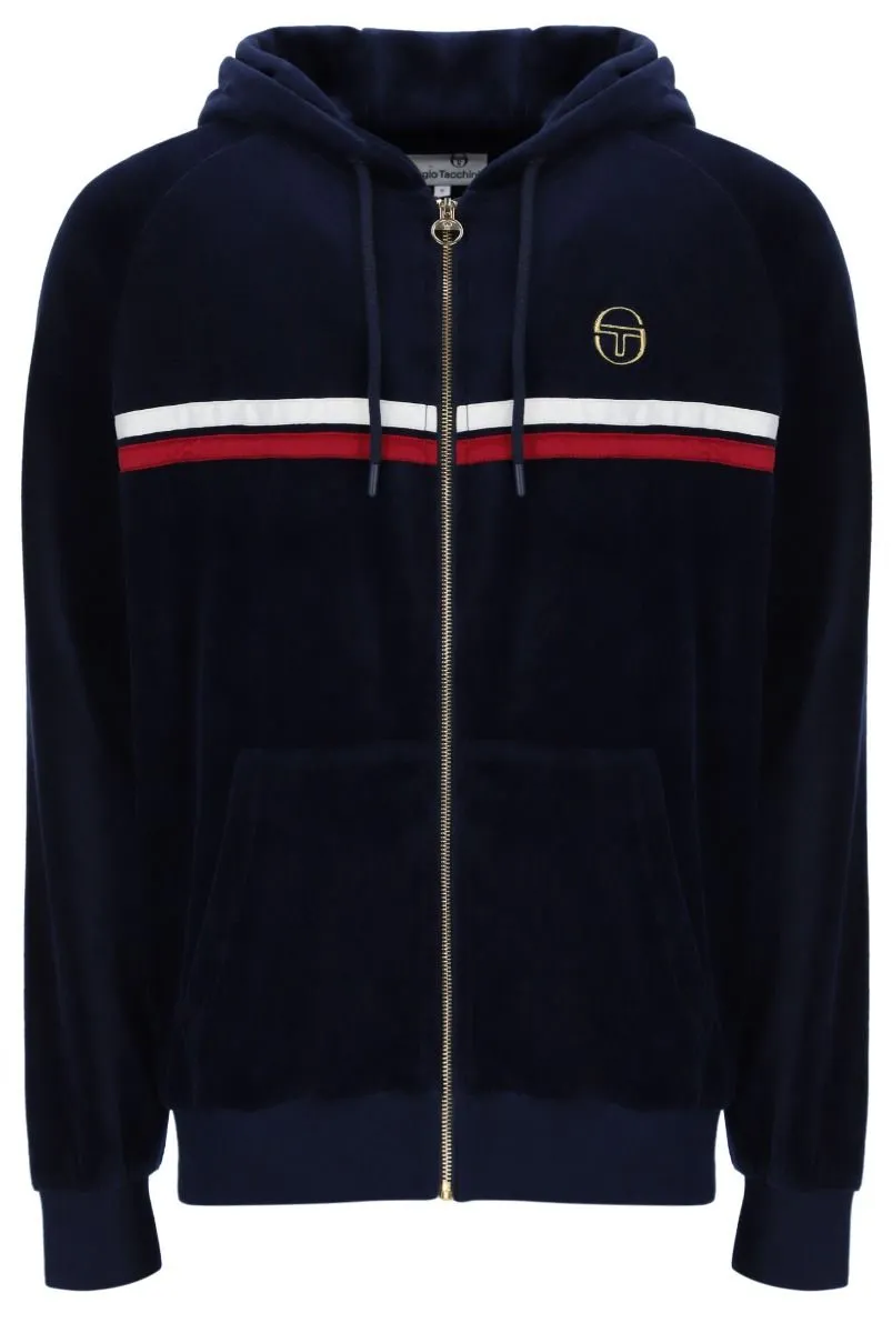 Sergio Tacchini Dallas Velour Zip Up Hoodie Maritime Blue