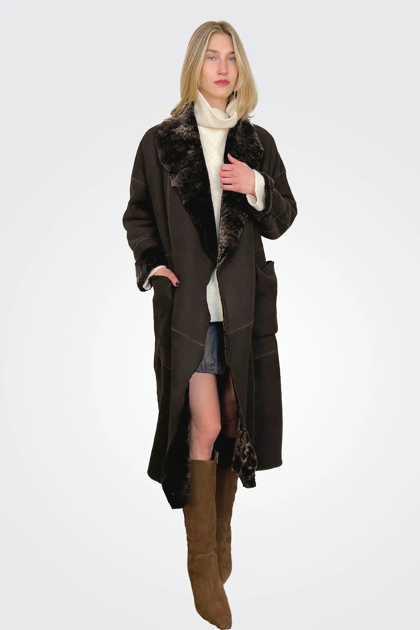 Shearling Coat - Fondente