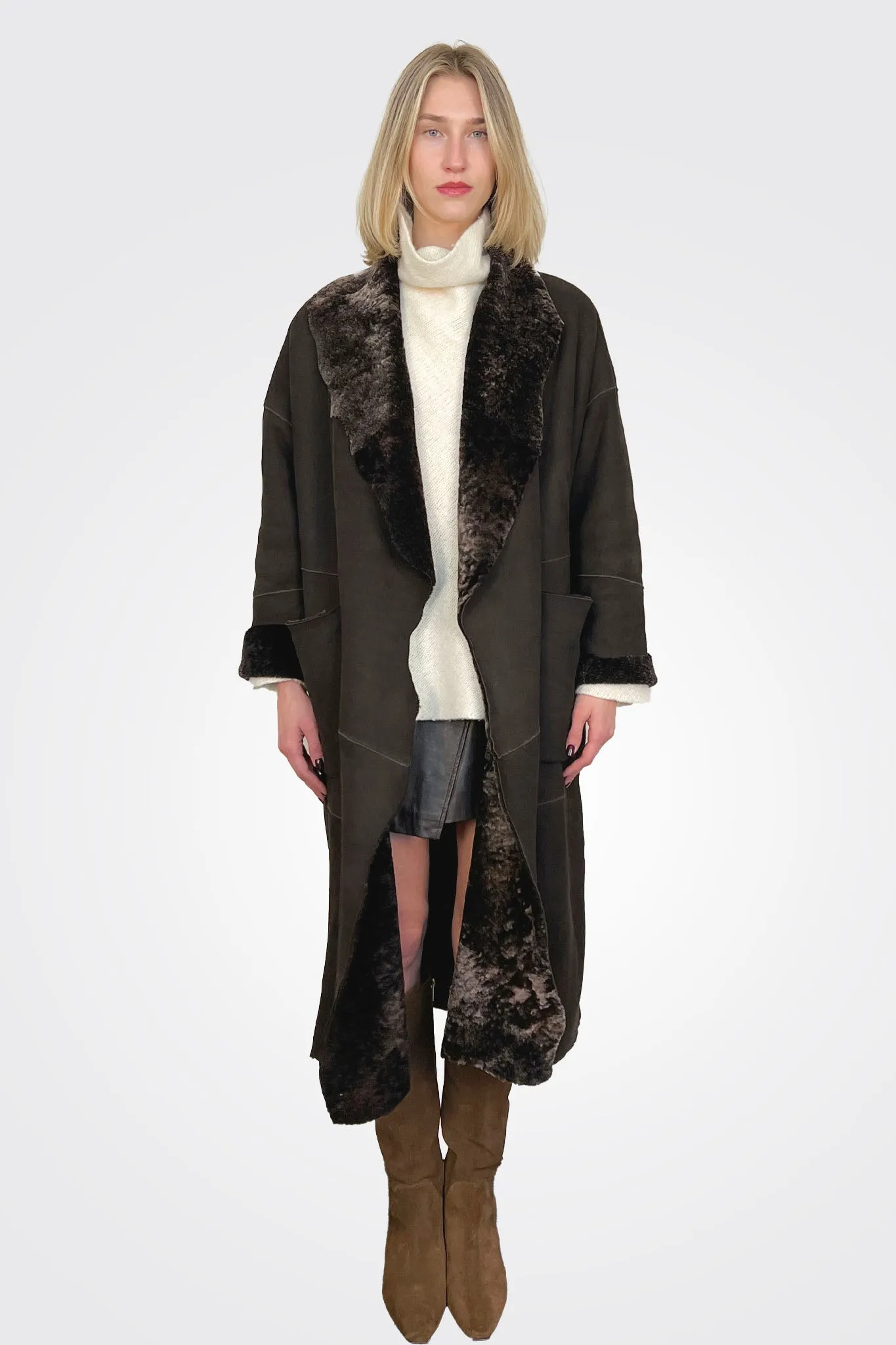 Shearling Coat - Fondente