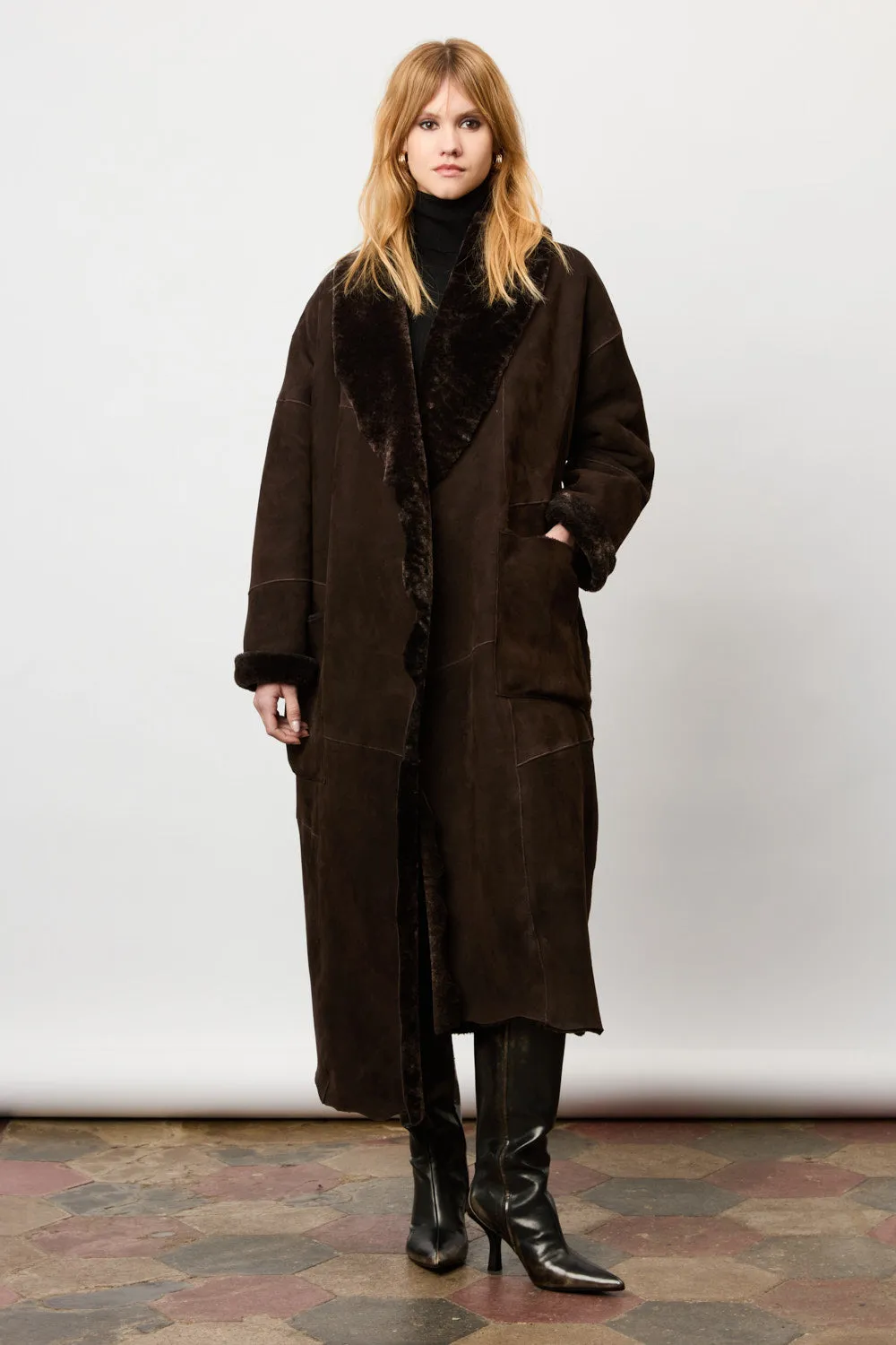 Shearling Coat - Fondente