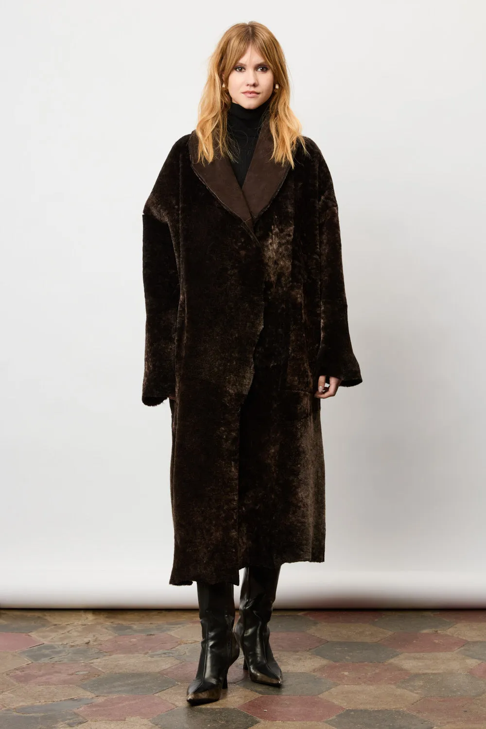 Shearling Coat - Fondente