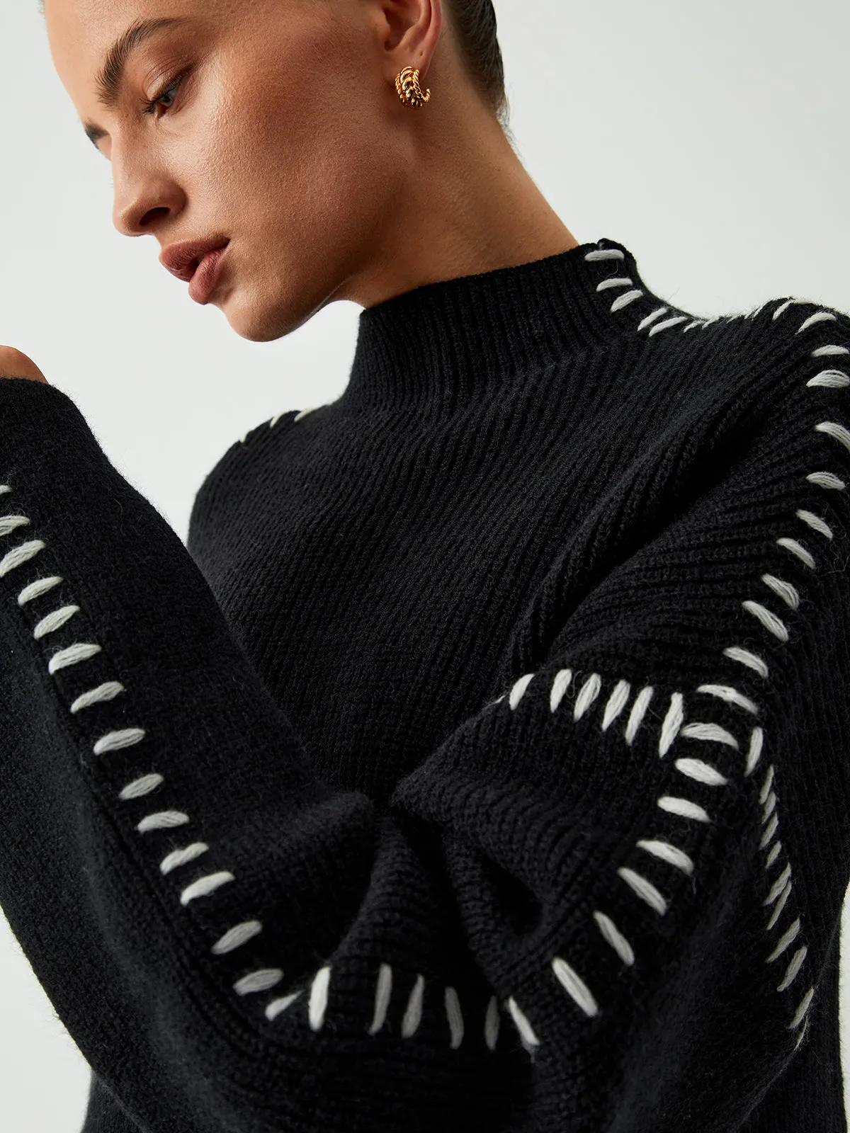 Shift The Focus Oversized Mock Neck Sweater