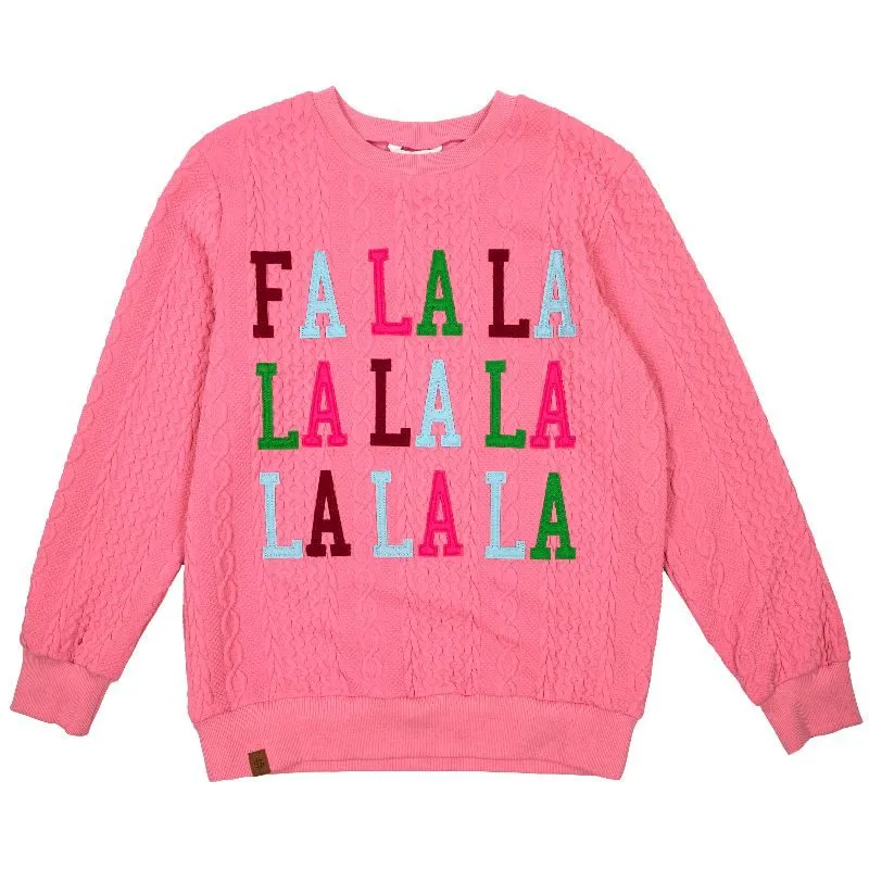 Simply Southern FA LA LA Braid Holiday Long Sleeve Sweater