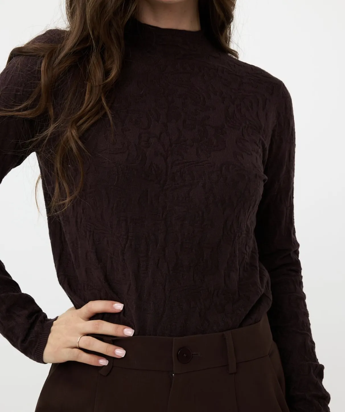 SOLID JACQUARD SWEATER