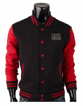 Suicide Squad Varsity Jacket | Red and Black Color