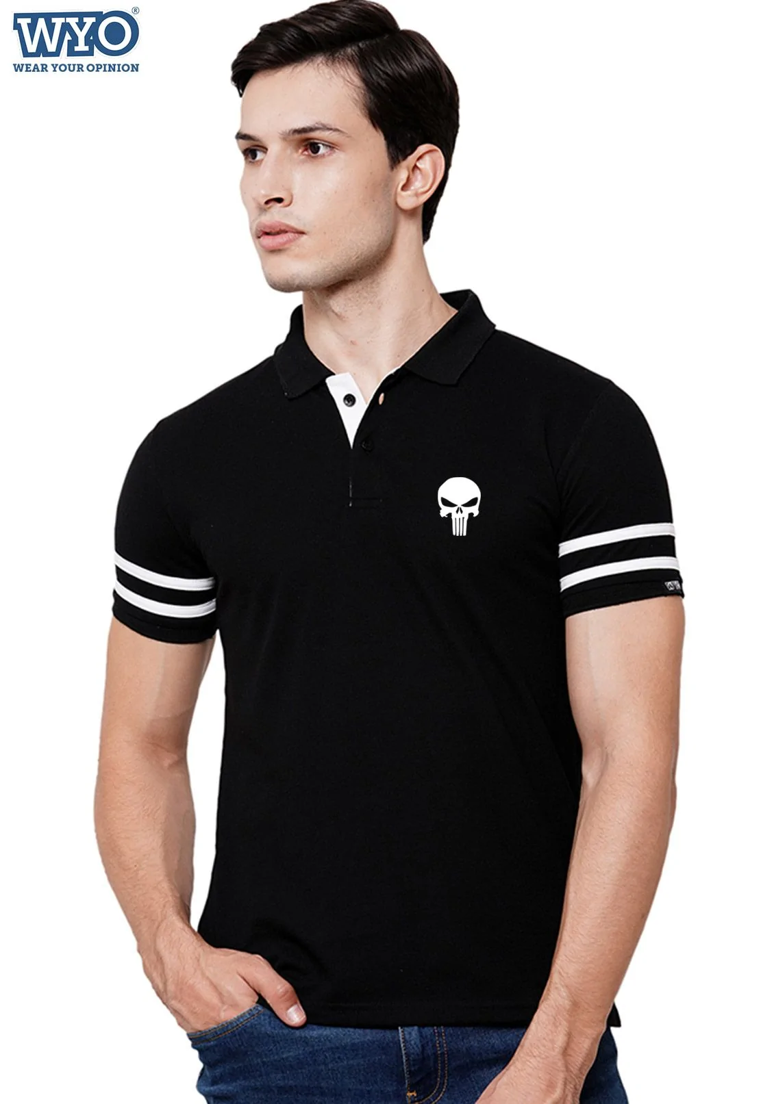 Superhero Punisher Stripe Polo