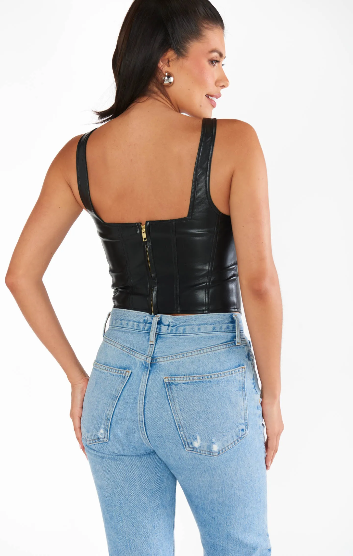 The Corset Top ~ Black Faux Leather