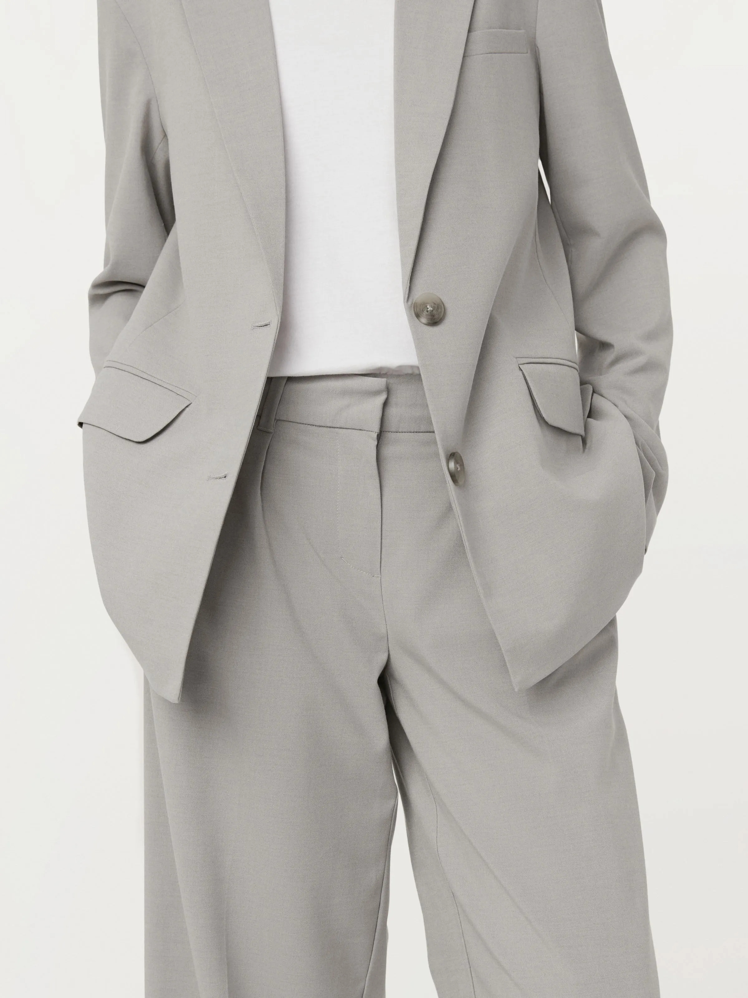 The Emma Low Waist Pant in Light Grey