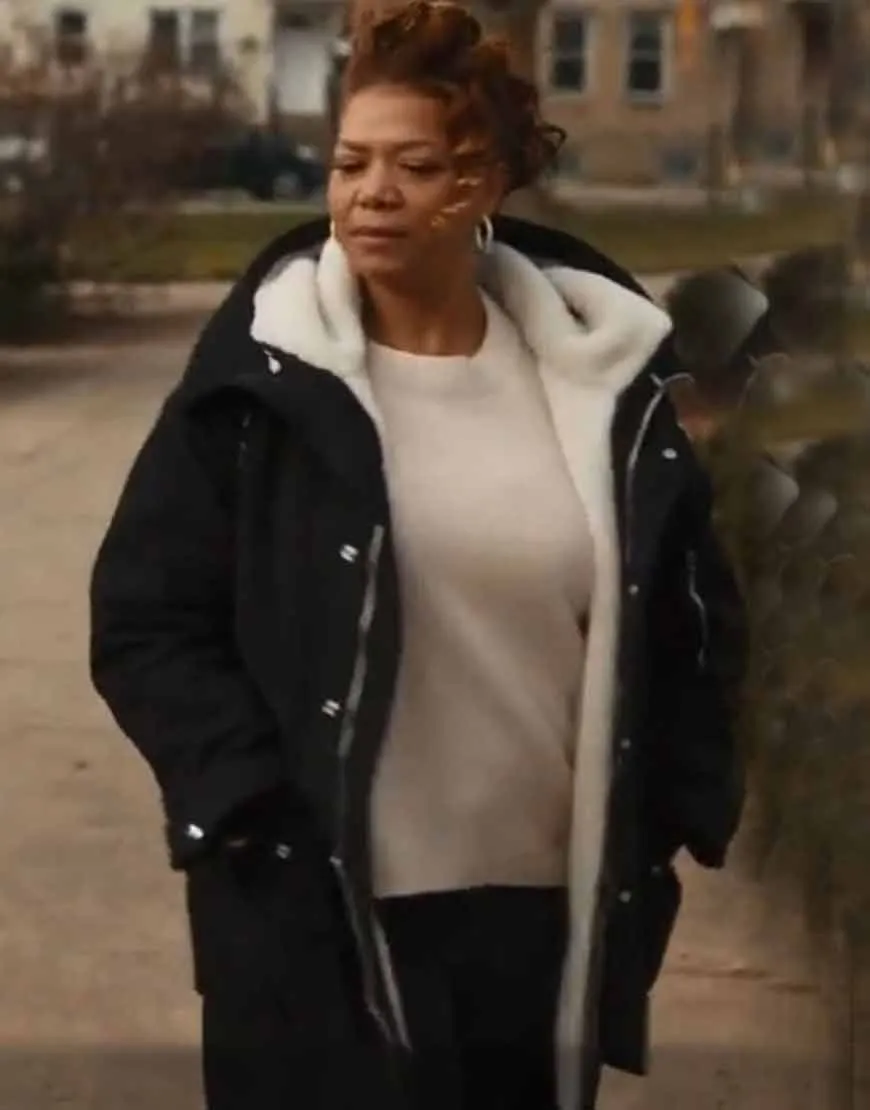 The Equalizer Queen Latifah Black Shearling Coat | Ujackets.com -45%Off