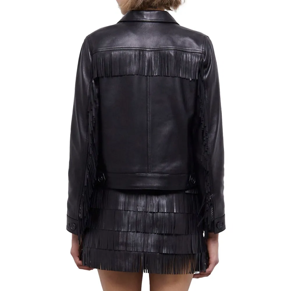 The Kooples Fringed Leather Jacket