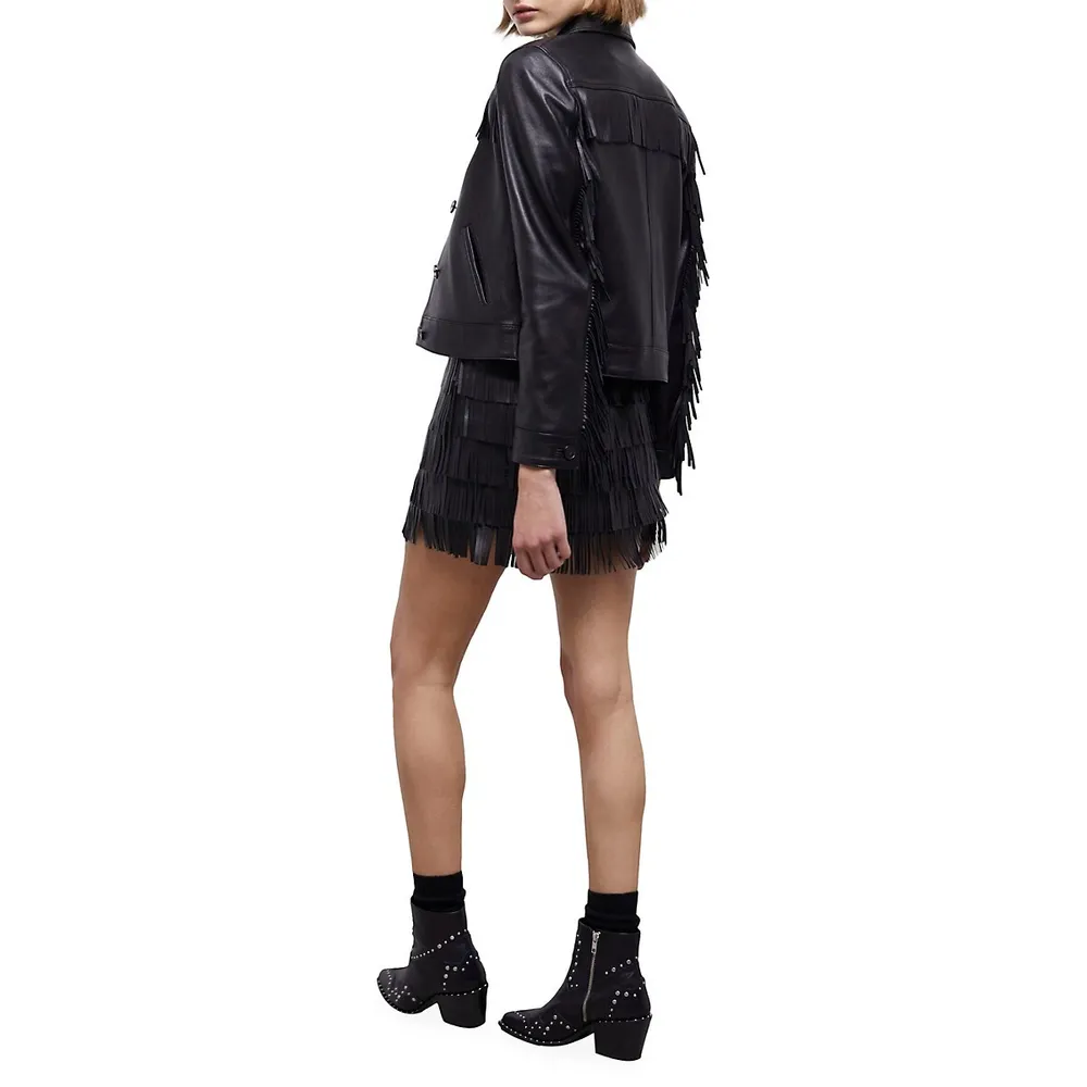 The Kooples Fringed Leather Jacket