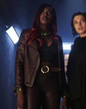 Titans Anna Diop Leather Jacket | Kory Anders Studded Jacket | Ujackets