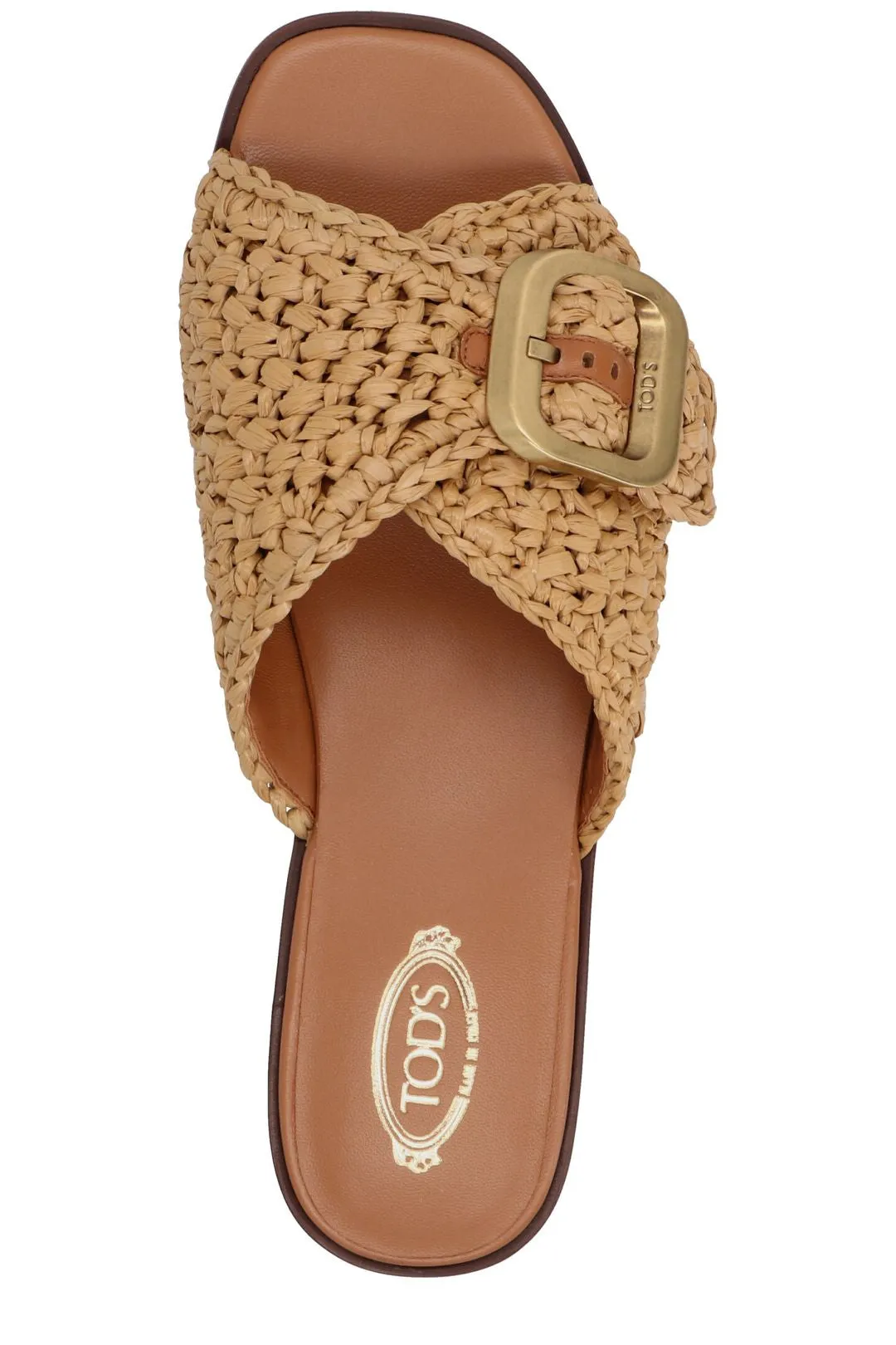 Tod's Woven-Strap Logo Buckled Sandals