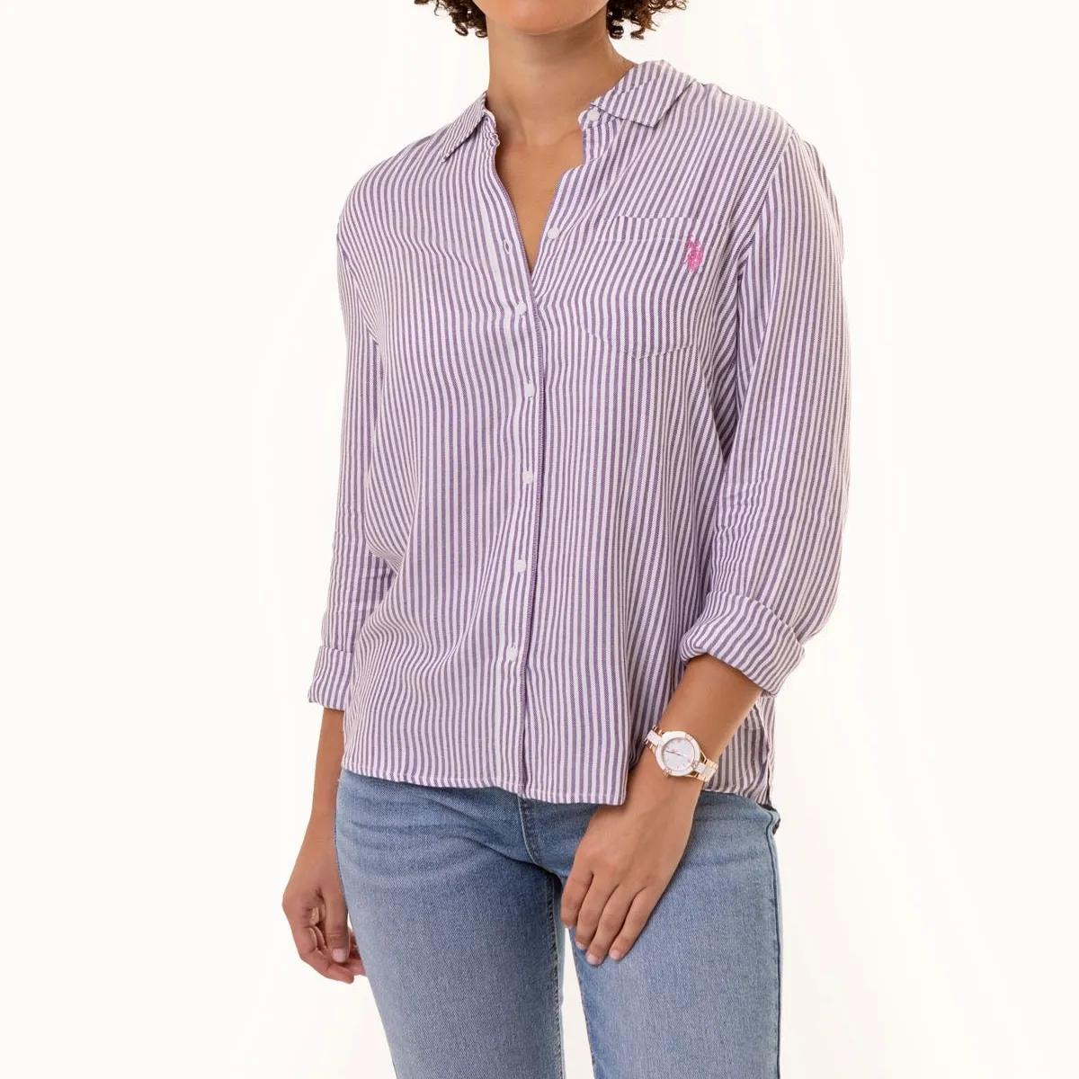 US POLO ASSN.  |Stripes Star Casual Style Long Sleeves Medium Logo