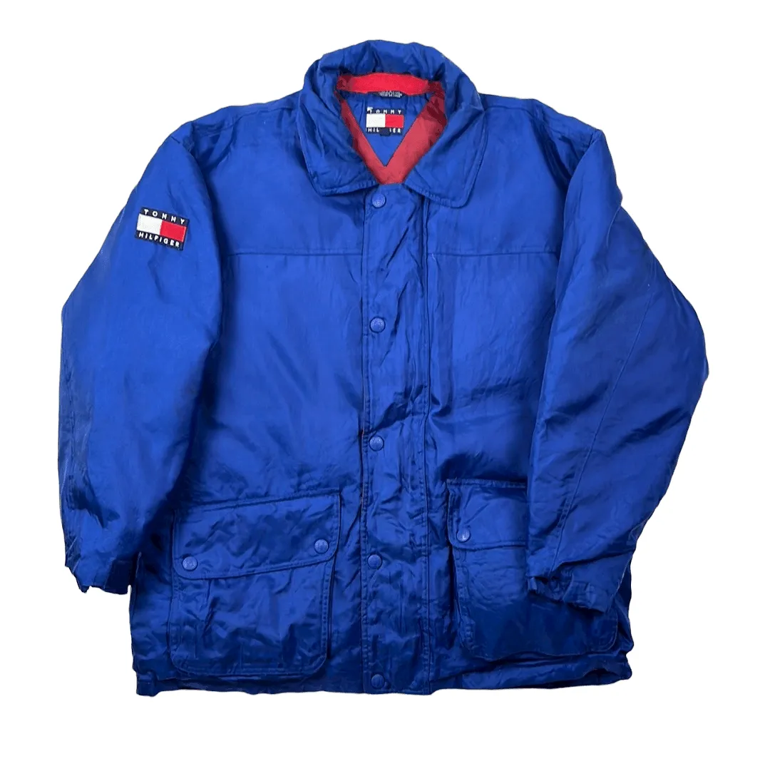 Vintage 90s Blue Tommy Hilfiger Puffer Coat - Large