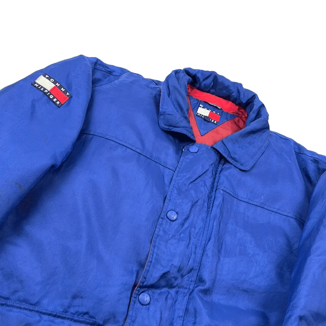 Vintage 90s Blue Tommy Hilfiger Puffer Coat - Large