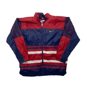 Vintage 90s Navy Blue + Burgundy Nike Windbreaker Jacket - Medium (Recommended Size - Large)