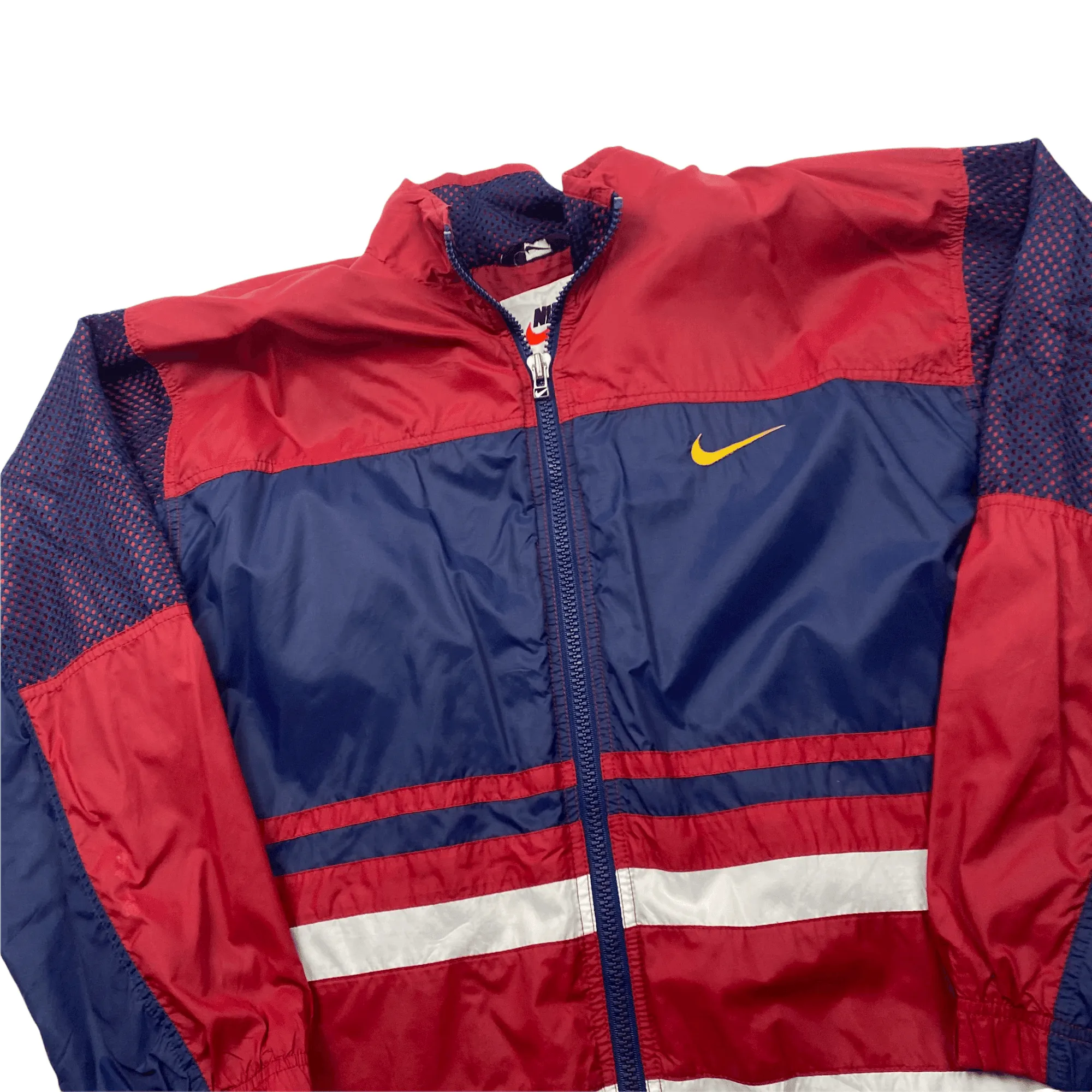 Vintage 90s Navy Blue + Burgundy Nike Windbreaker Jacket - Medium (Recommended Size - Large)