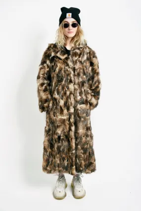 Vintage long fur coat womens