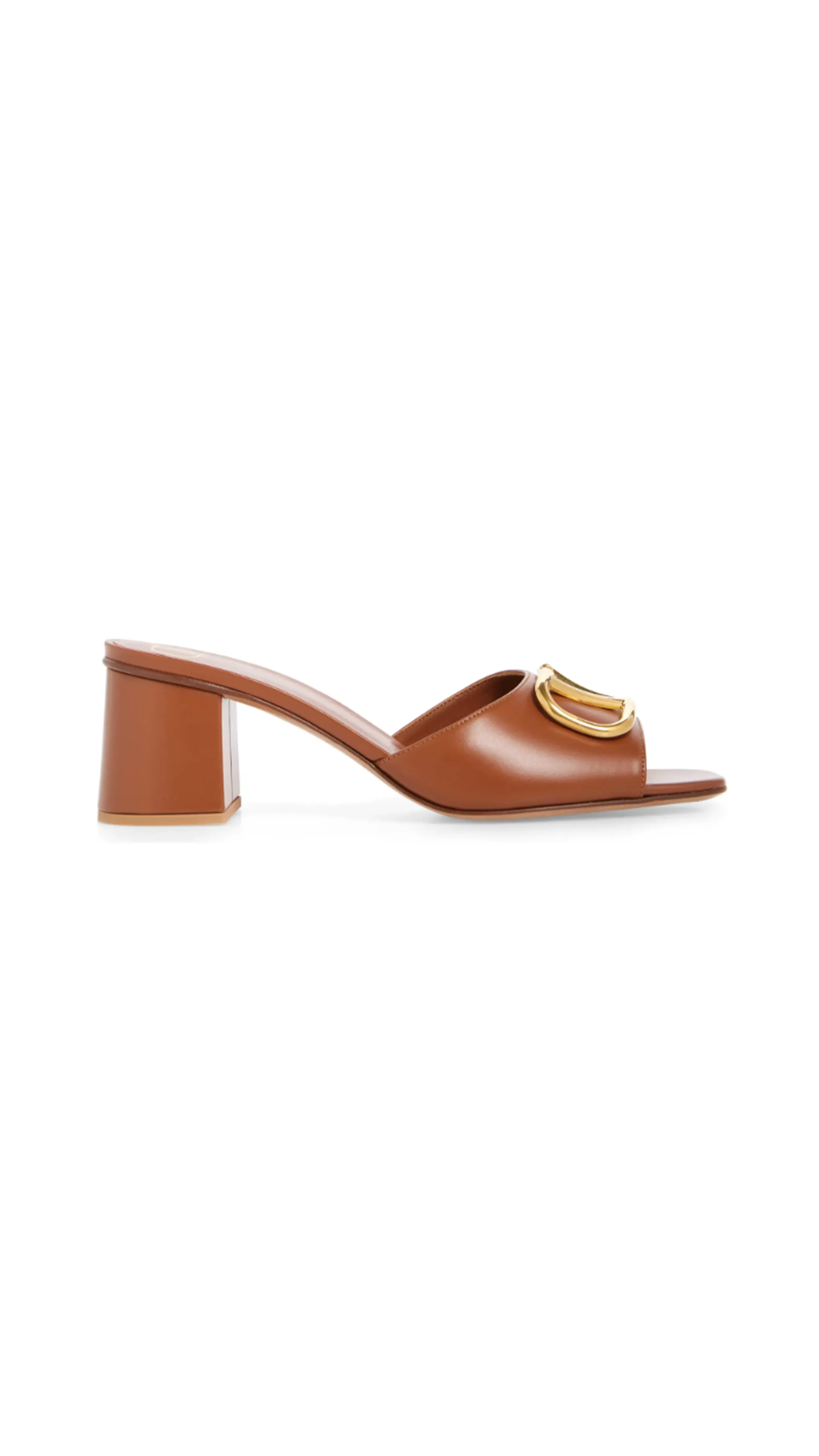 Vlogo Signature Slide Sandal in Calfskin 60MM - Saddle Brown