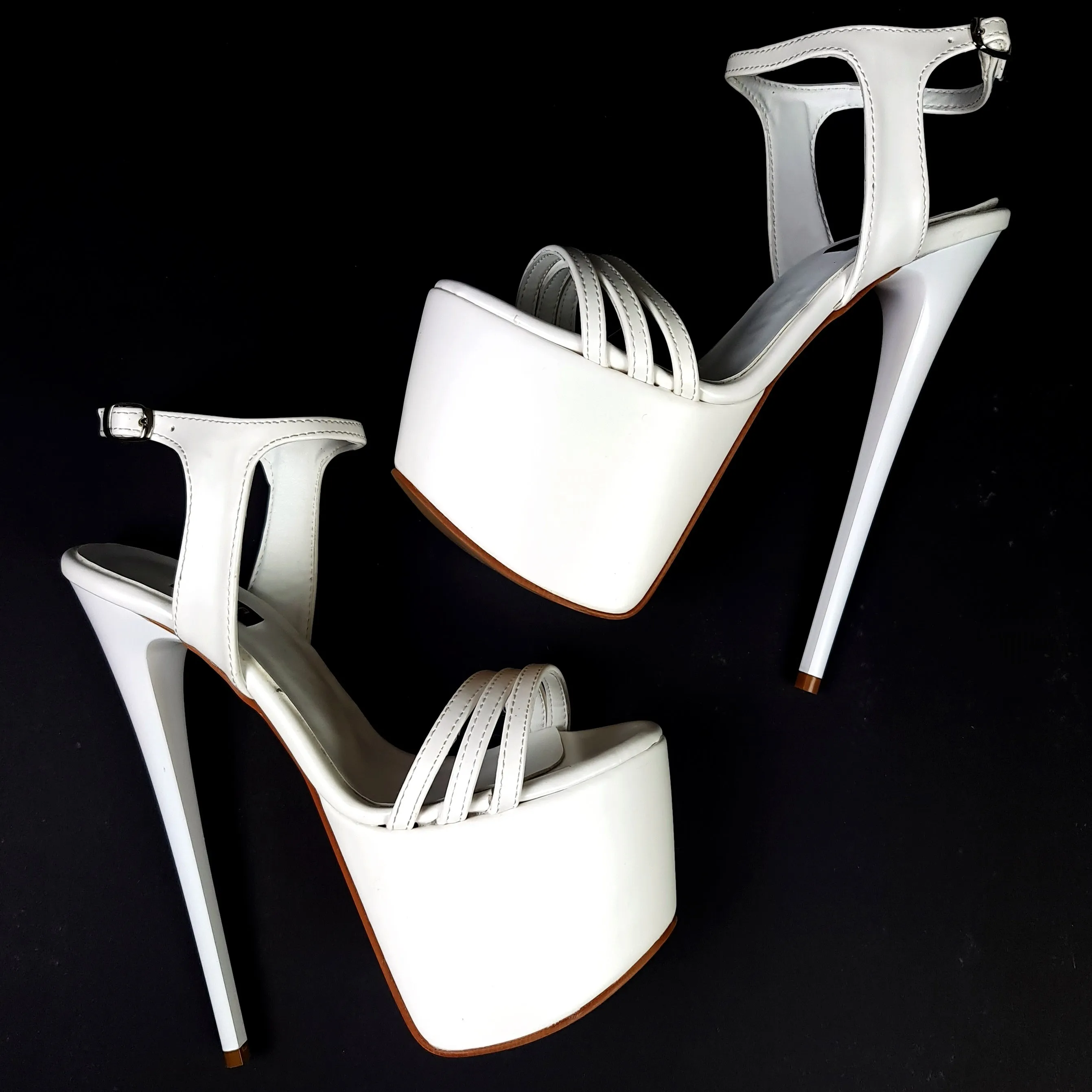 White Matte High Heel Platform Sandals