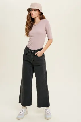 Wide Leg Charcoal Denim Jeans