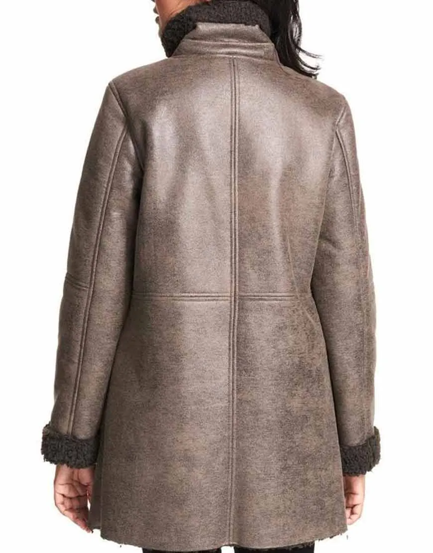 Women's Asymmetrical Faux Shearling Coat | Ujackets.com - 40% OFF