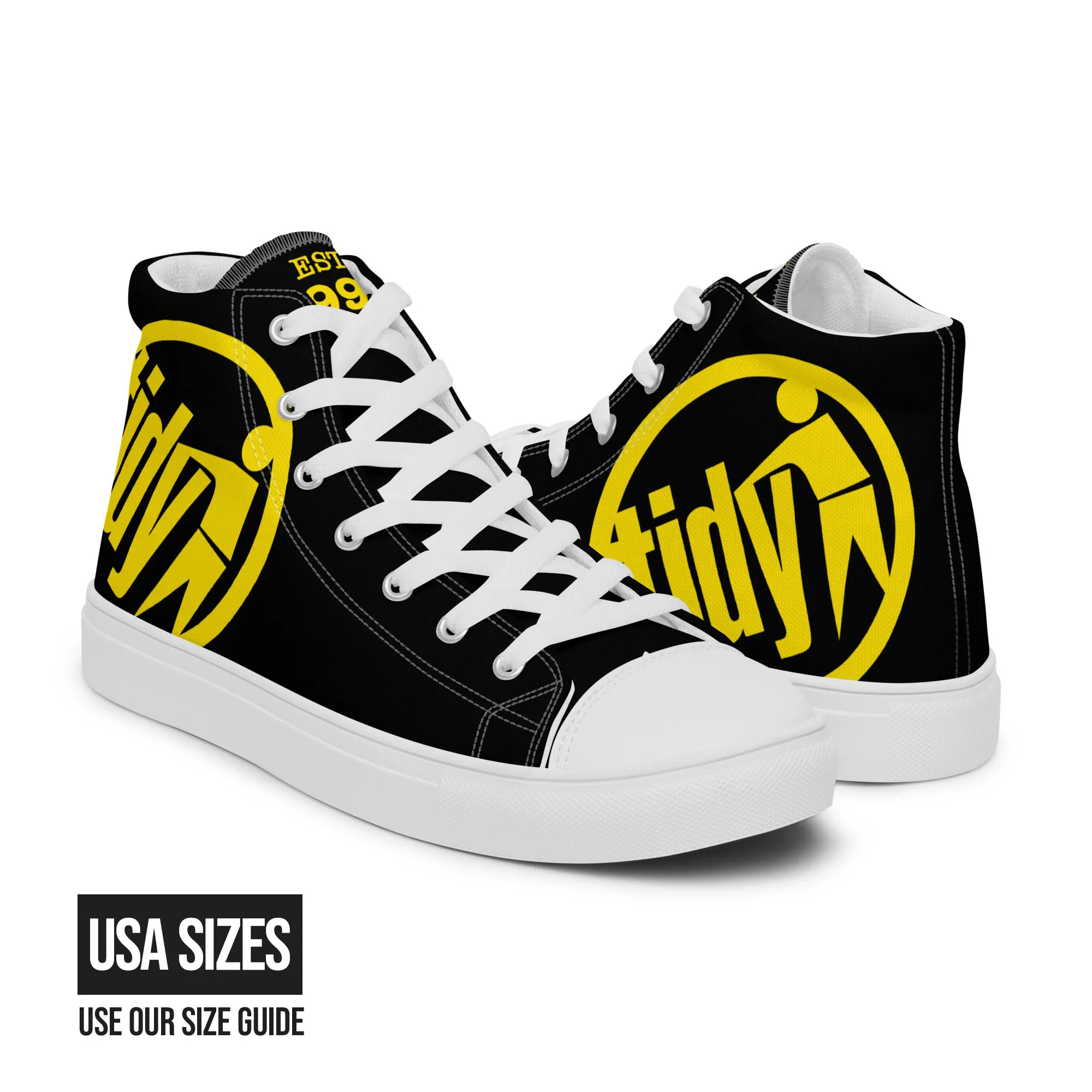 Women’s Tidy Black/Yellow Hi Top Shoes