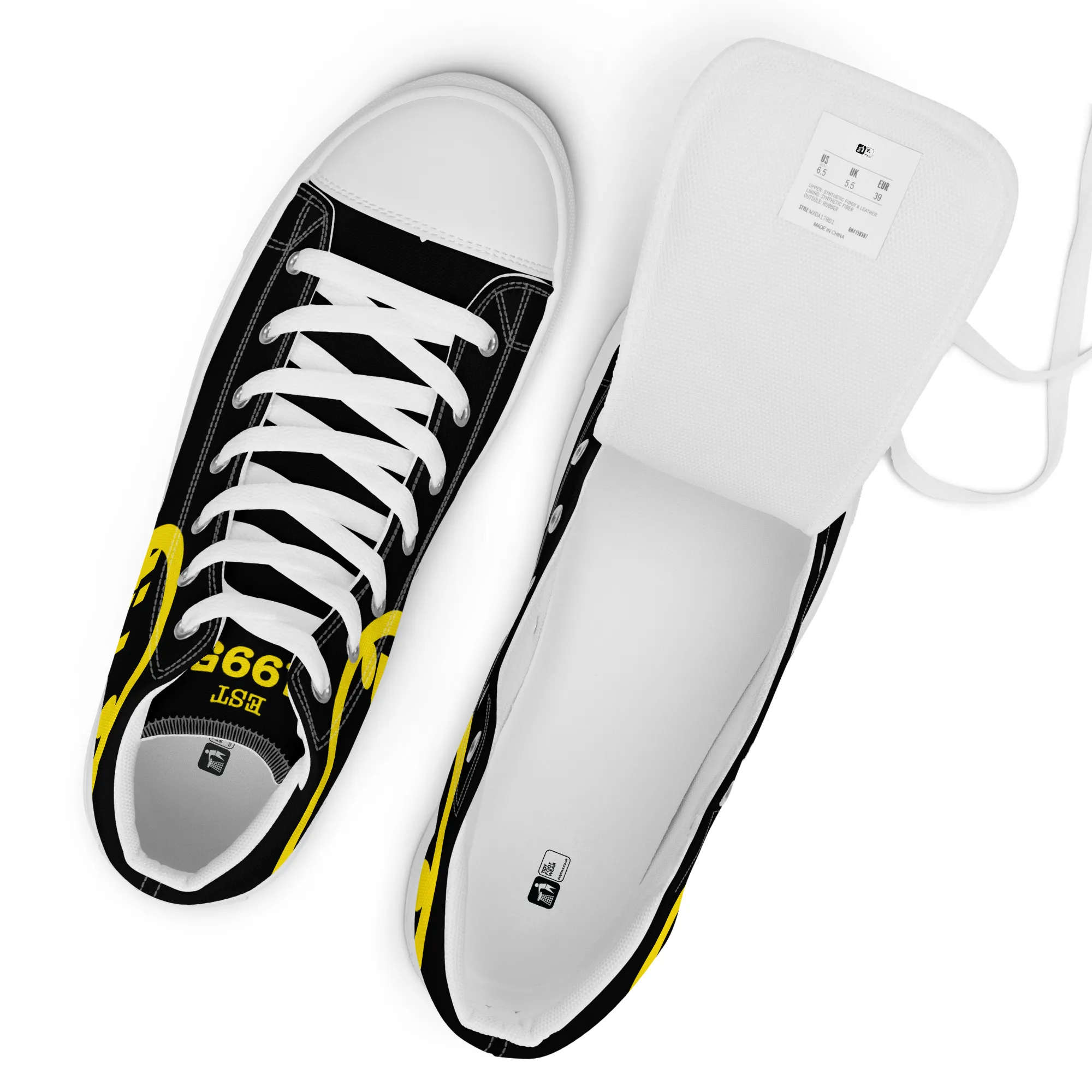 Women’s Tidy Black/Yellow Hi Top Shoes