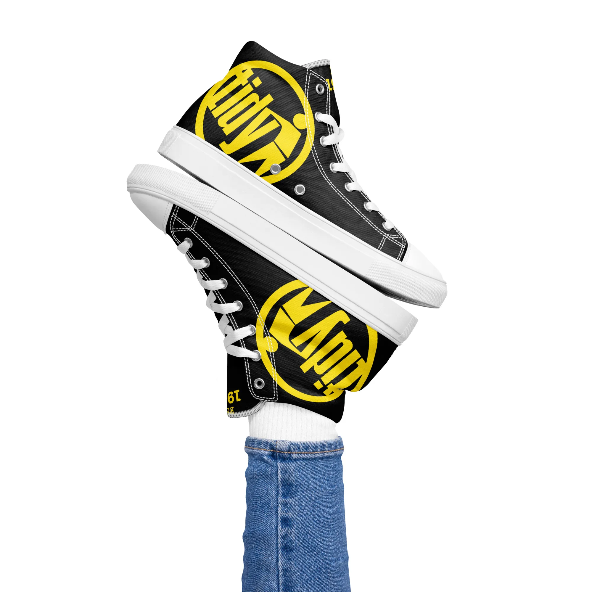 Women’s Tidy Black/Yellow Hi Top Shoes