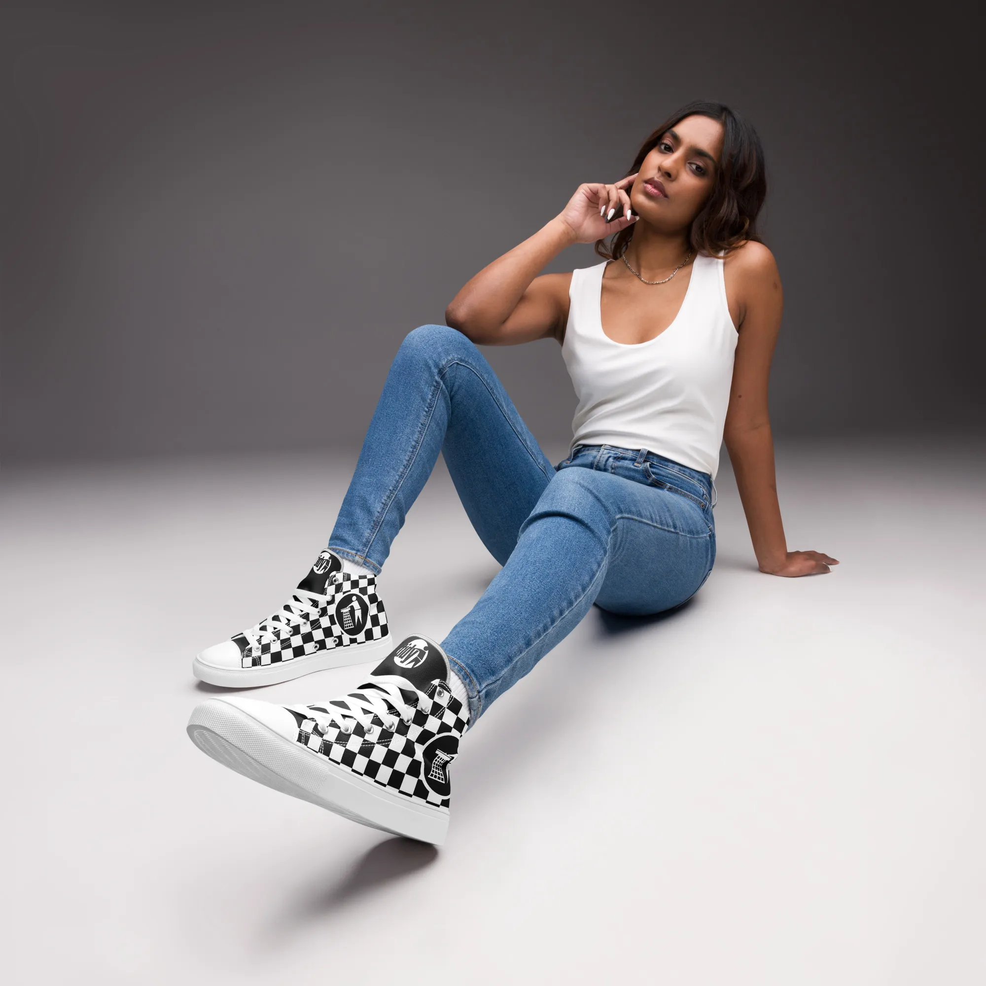 Women’s Tidy Man Chequered Hi Top Shoes