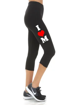 Women's Mother's Day I Heart Mom Buttery Soft Peach Skin Cropped Capri Leggings - Regular Plus and 3X5X