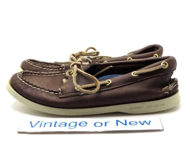 Women's sperry top sider authentic original 2 eye brown leather boat shoes sz 6m