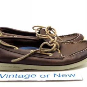 Women's sperry top sider authentic original 2 eye brown leather boat shoes sz 6m