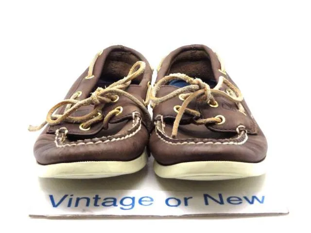 Women's sperry top sider authentic original 2 eye brown leather boat shoes sz 6m