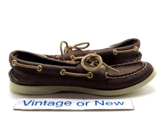 Women's sperry top sider authentic original 2 eye brown leather boat shoes sz 6m