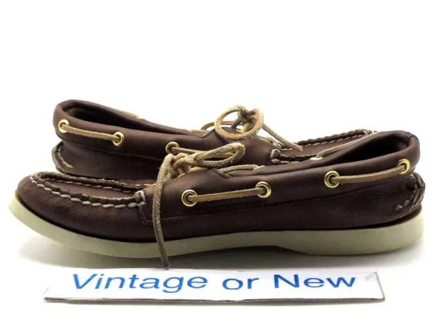 Women's sperry top sider authentic original 2 eye brown leather boat shoes sz 6m