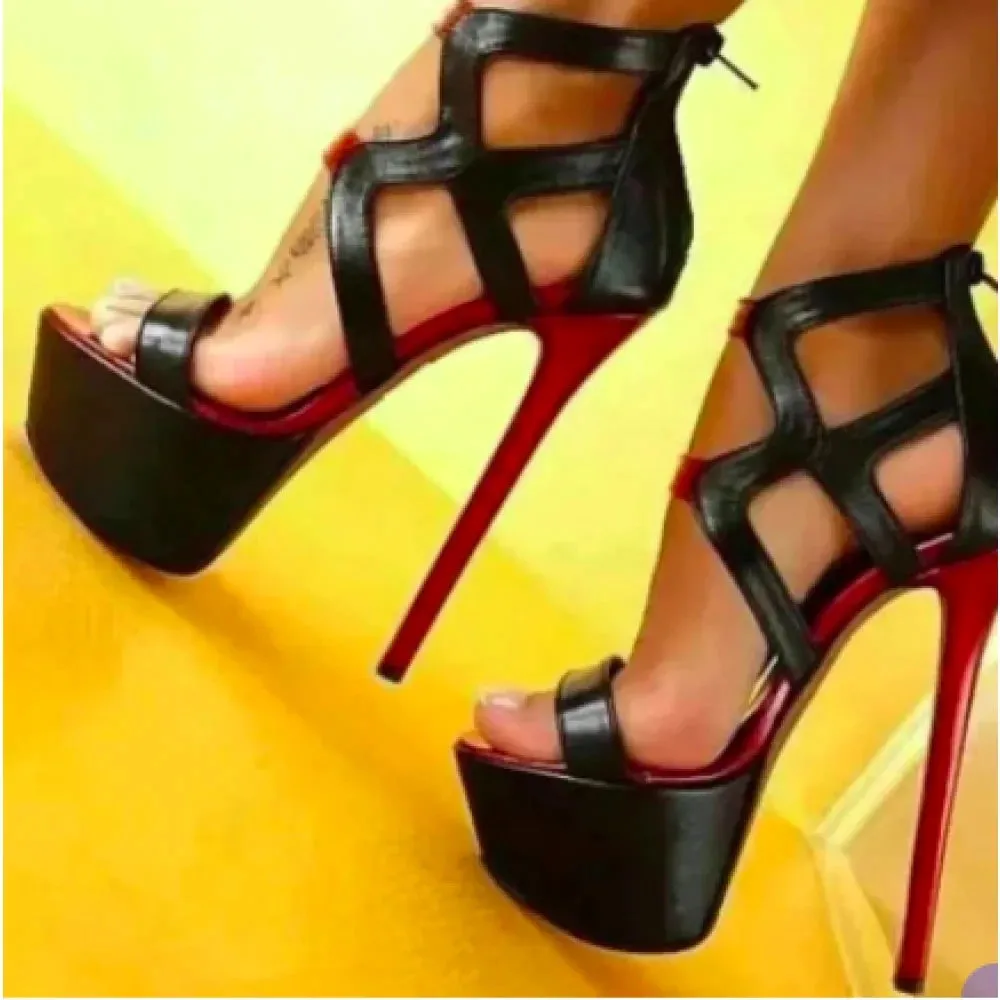 Women's Summer Sexy Open-Toe Mixed Color Party Nightclub High Heel Pumps