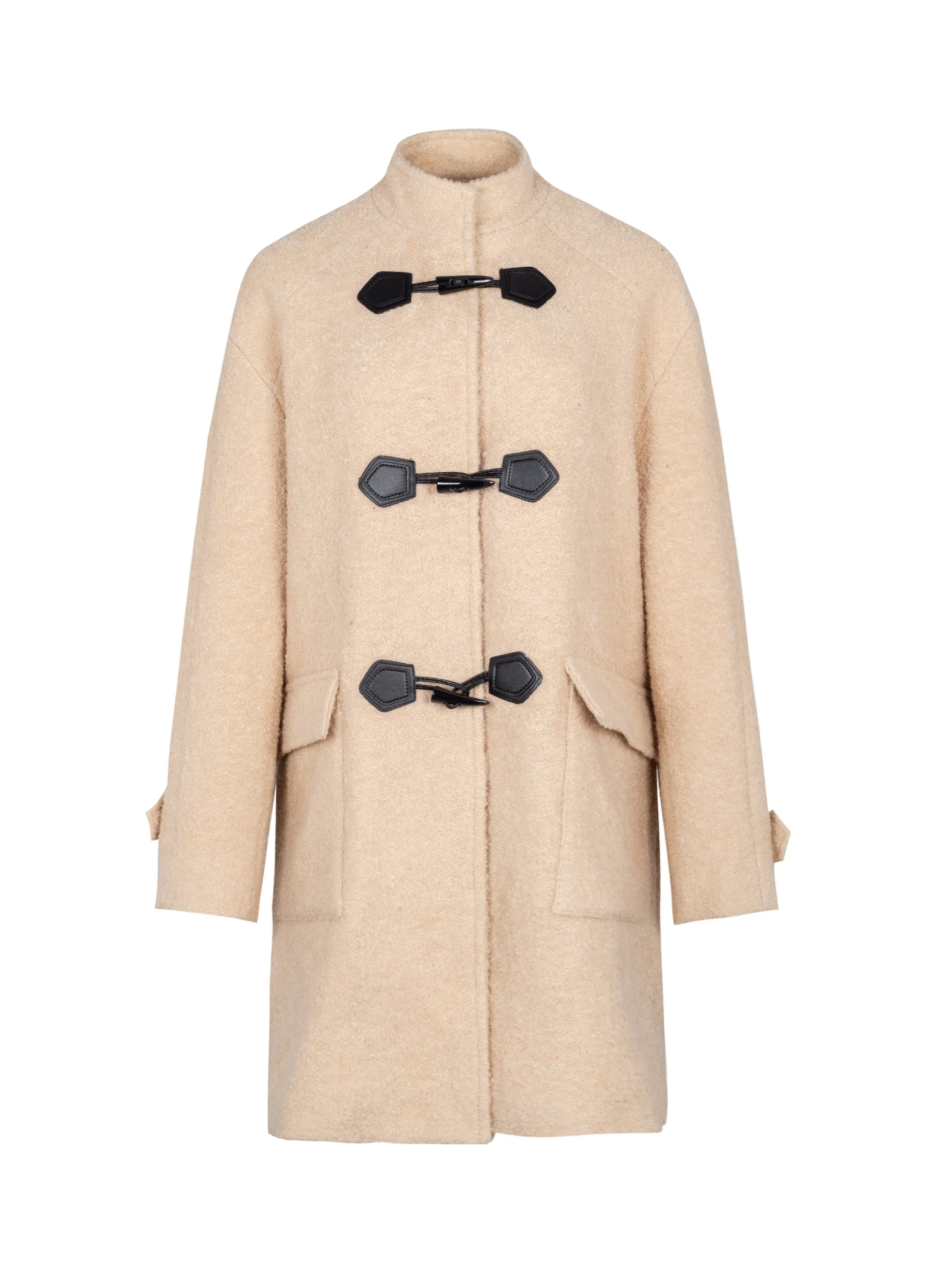 Wool Big-Pocket Toggle-Button Wool Retro Oversize Coat