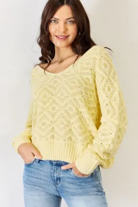 Yellow V-Neck Long Sleeve Sweater