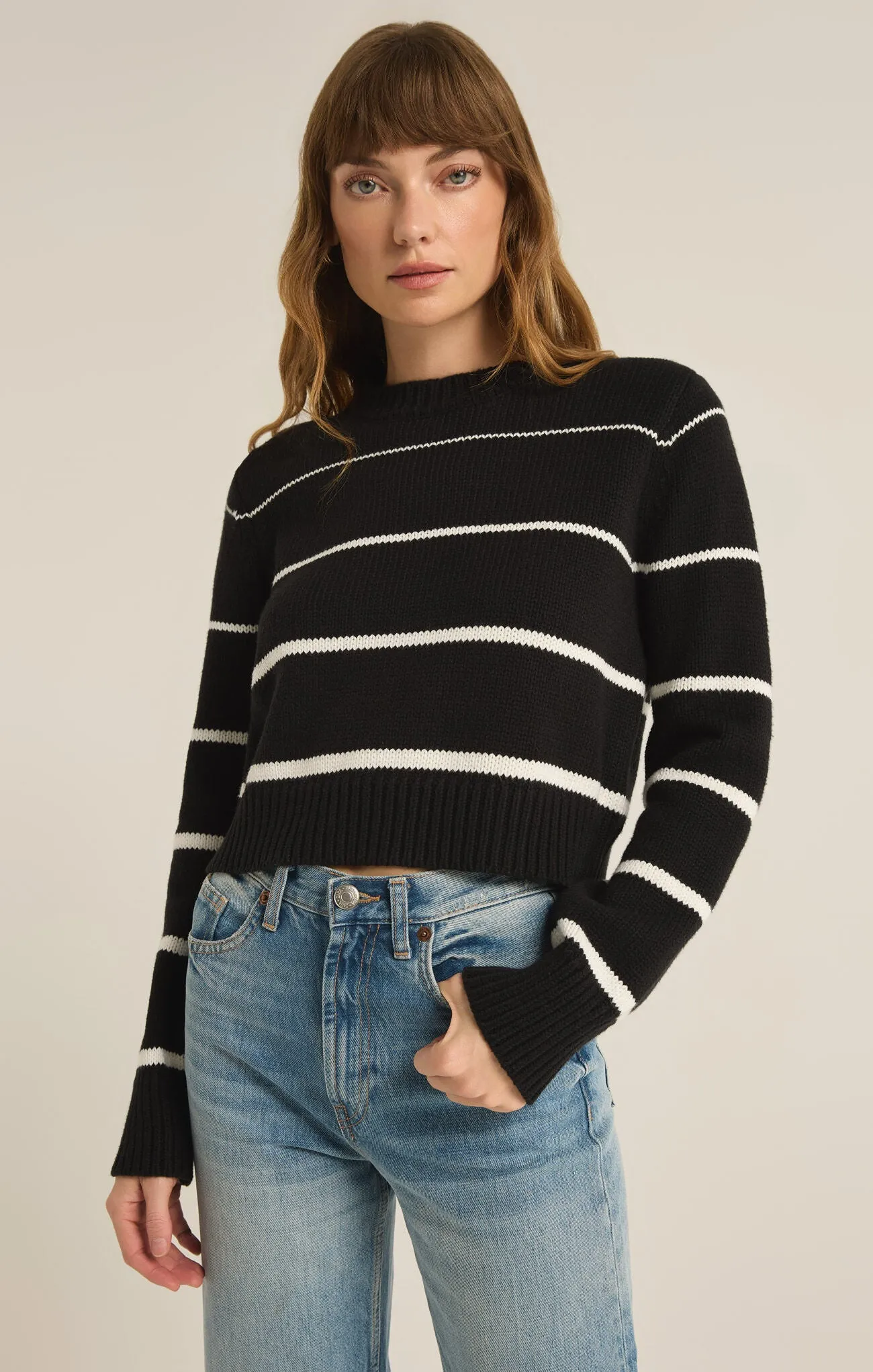 Z Supply Milan Stripe Sweater in Black