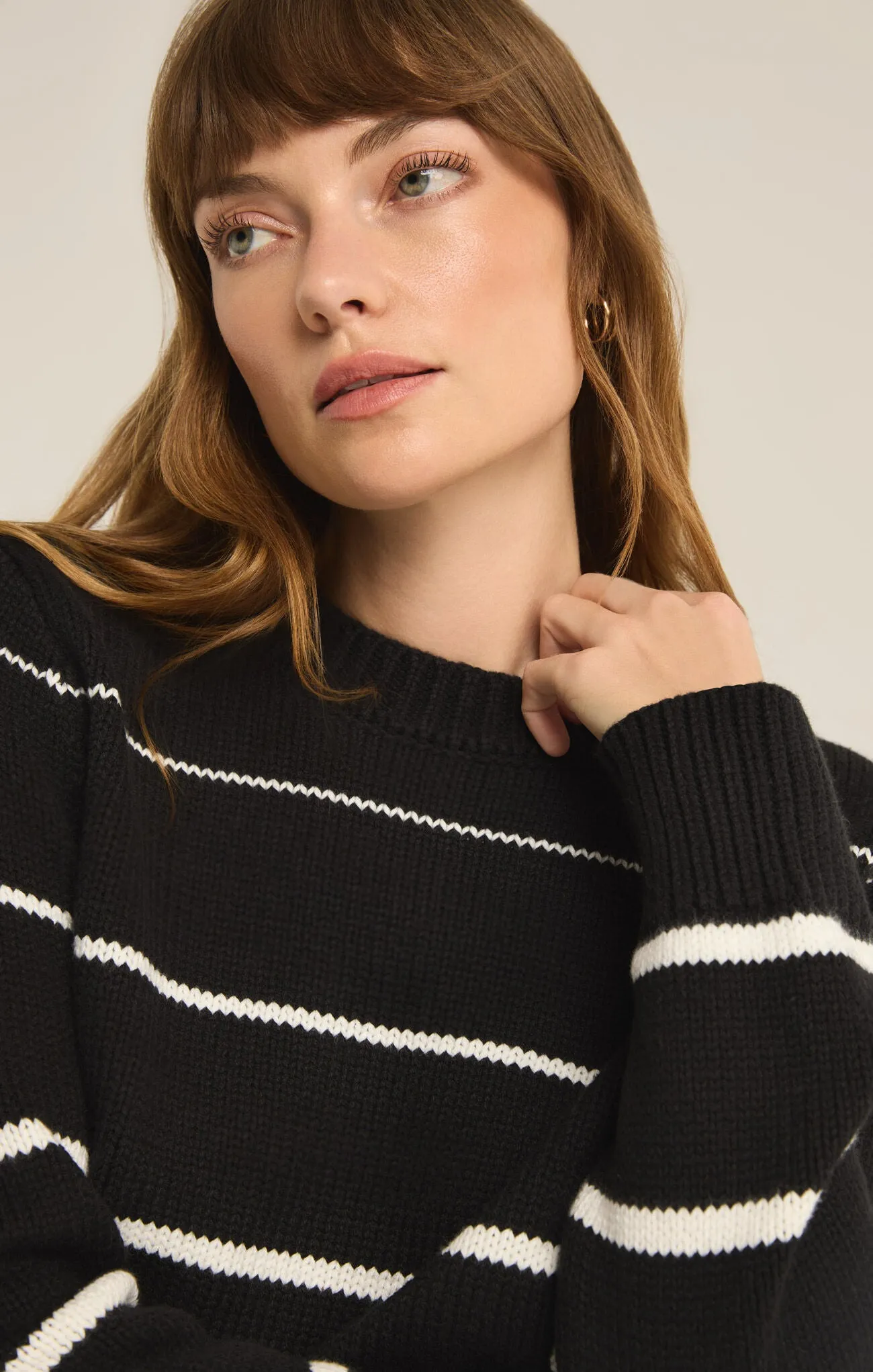 Z Supply Milan Stripe Sweater in Black