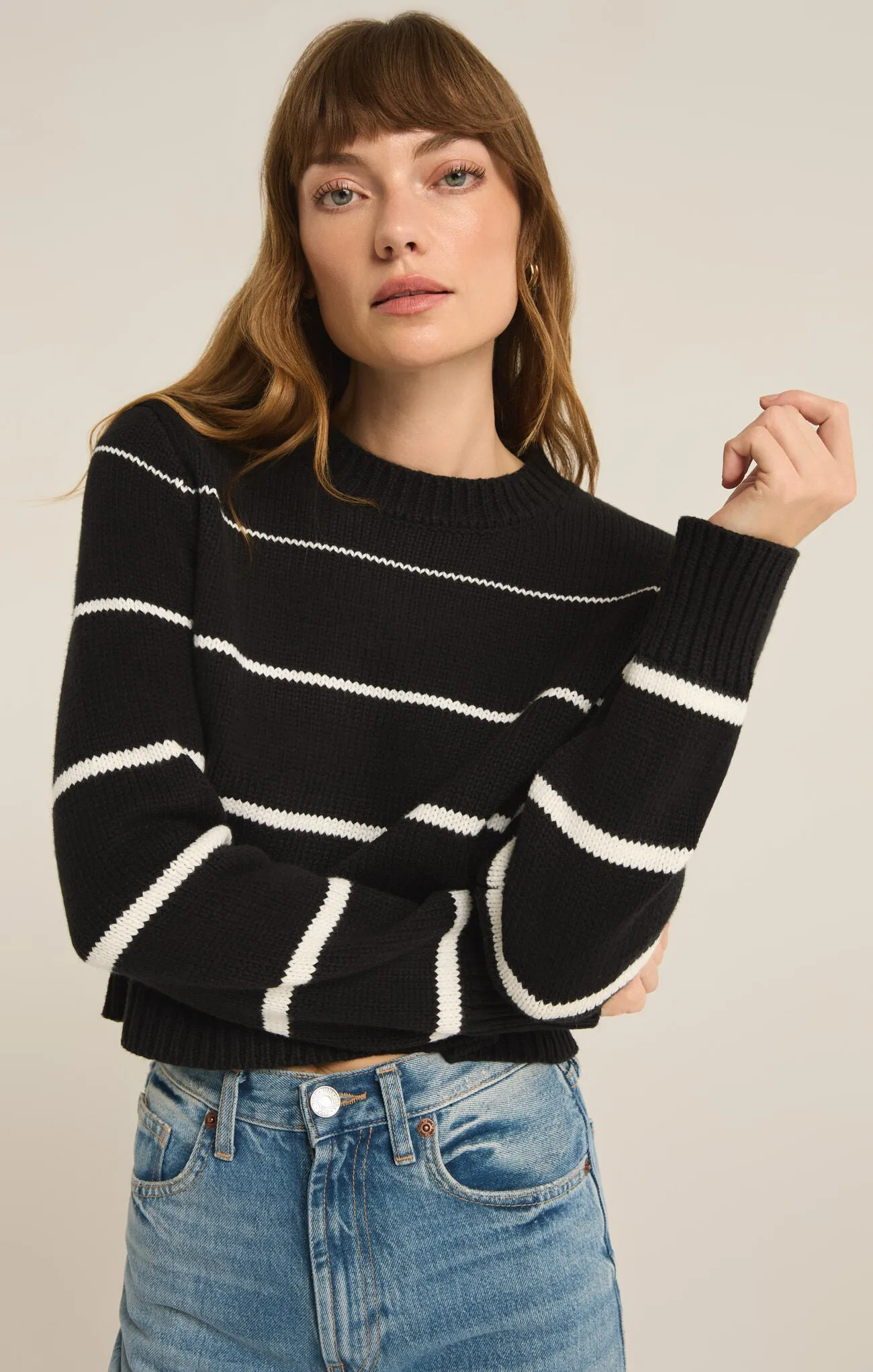 Z Supply Milan Stripe Sweater in Black