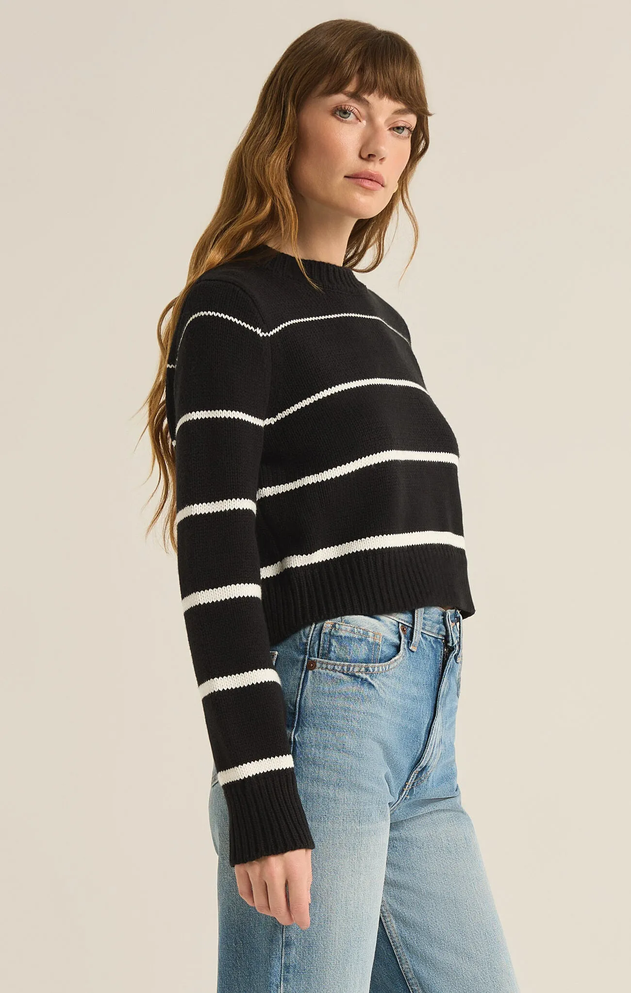 Z Supply Milan Stripe Sweater in Black