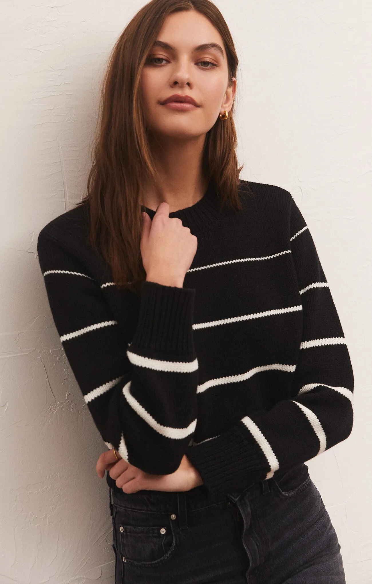 Z Supply Milan Stripe Sweater in Black